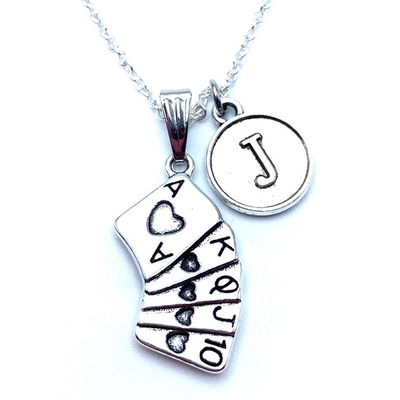 Royal Flush Poker Cards Necklace May Be Personalized - Picture 4 of 7